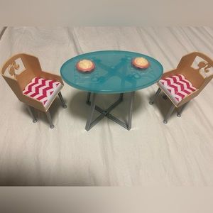 3 pc barbie doll table set